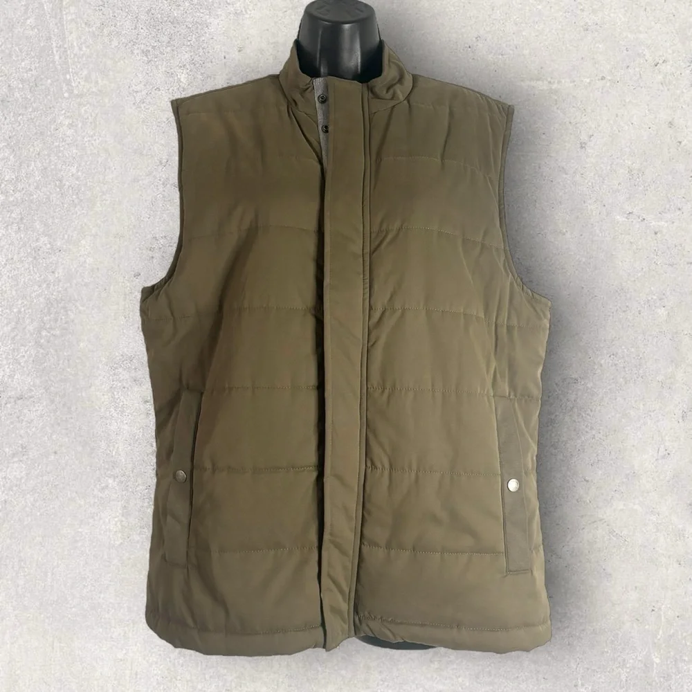 Micheal‎ Stars Quilted Nylon Vest Army Green M Men Sleeveless Fall NWT College